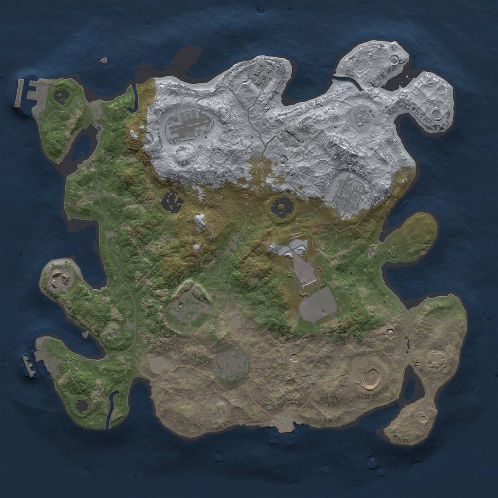 Rust Map: Procedural Map, Size: 3500, Seed: 238706683, 17 Monuments