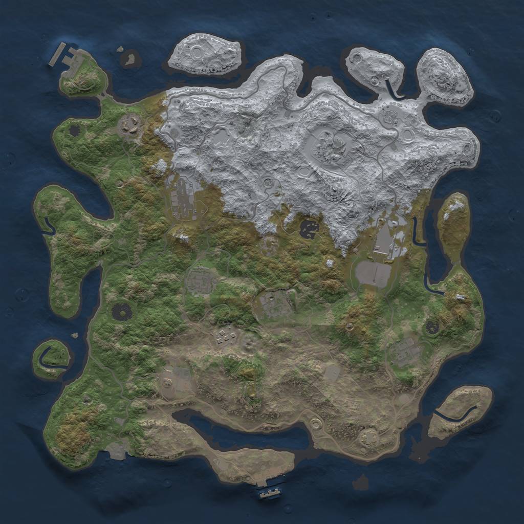 Rust Map: Procedural Map, Size: 4000, Seed: 1325874374, 18 Monuments