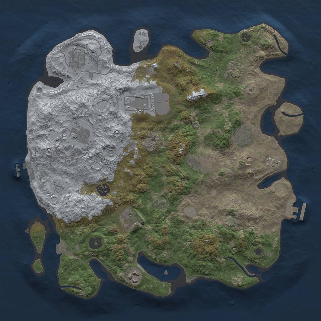 Rust Map: Procedural Map, Size: 3750, Seed: 244542251, 18 Monuments