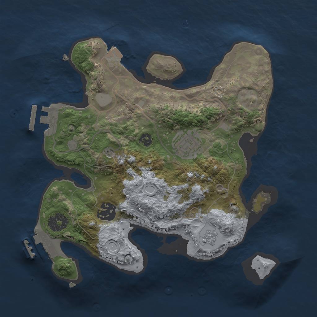 Rust Map: Procedural Map, Size: 2500, Seed: 619105695, 9 Monuments