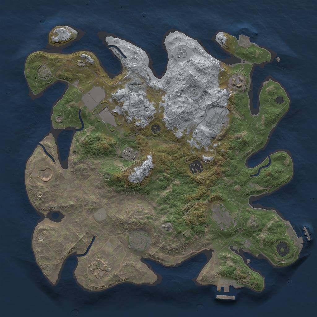 Rust Map: Procedural Map, Size: 3500, Seed: 1953045168, 17 Monuments