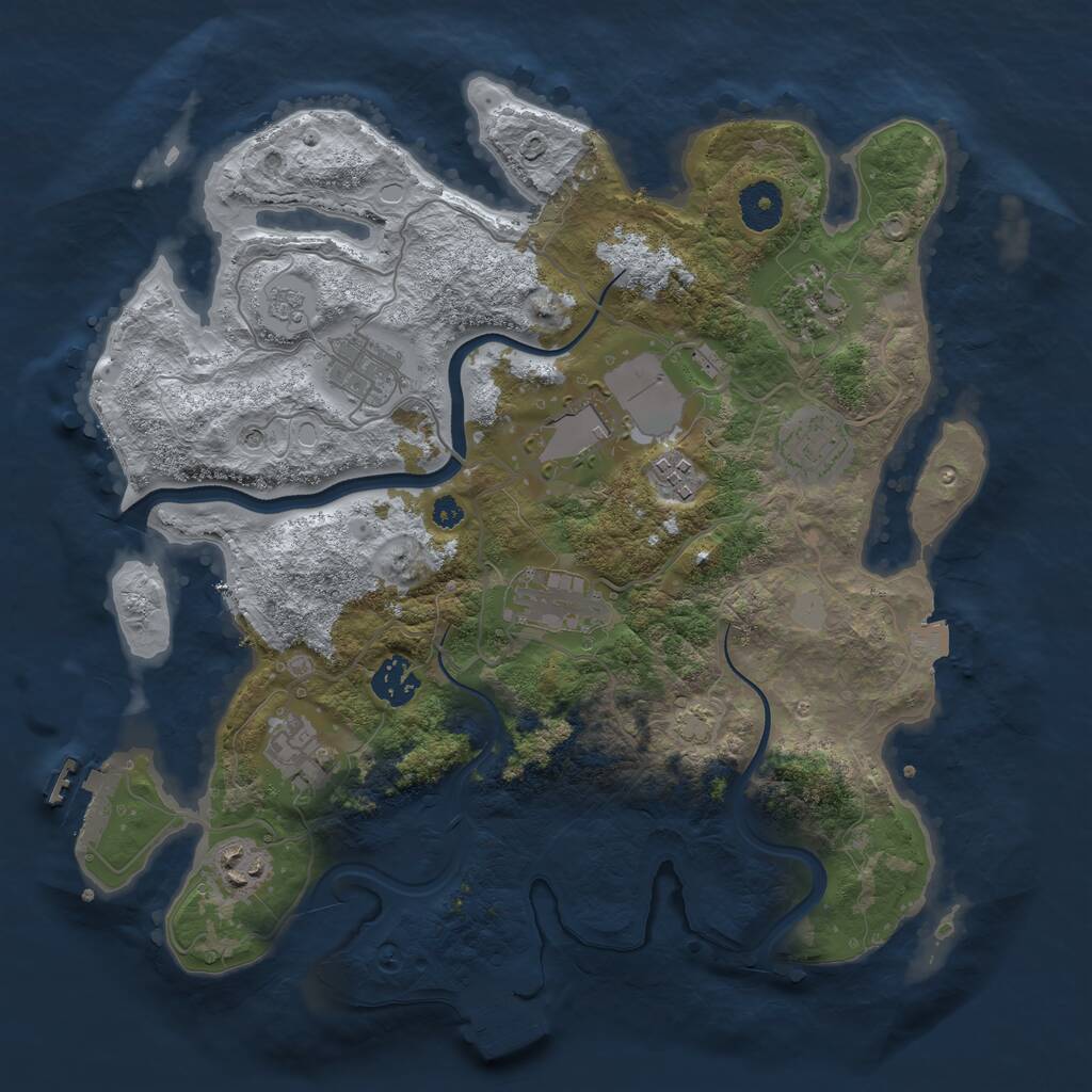 Rust Map: Procedural Map, Size: 3500, Seed: 44680187, 15 Monuments