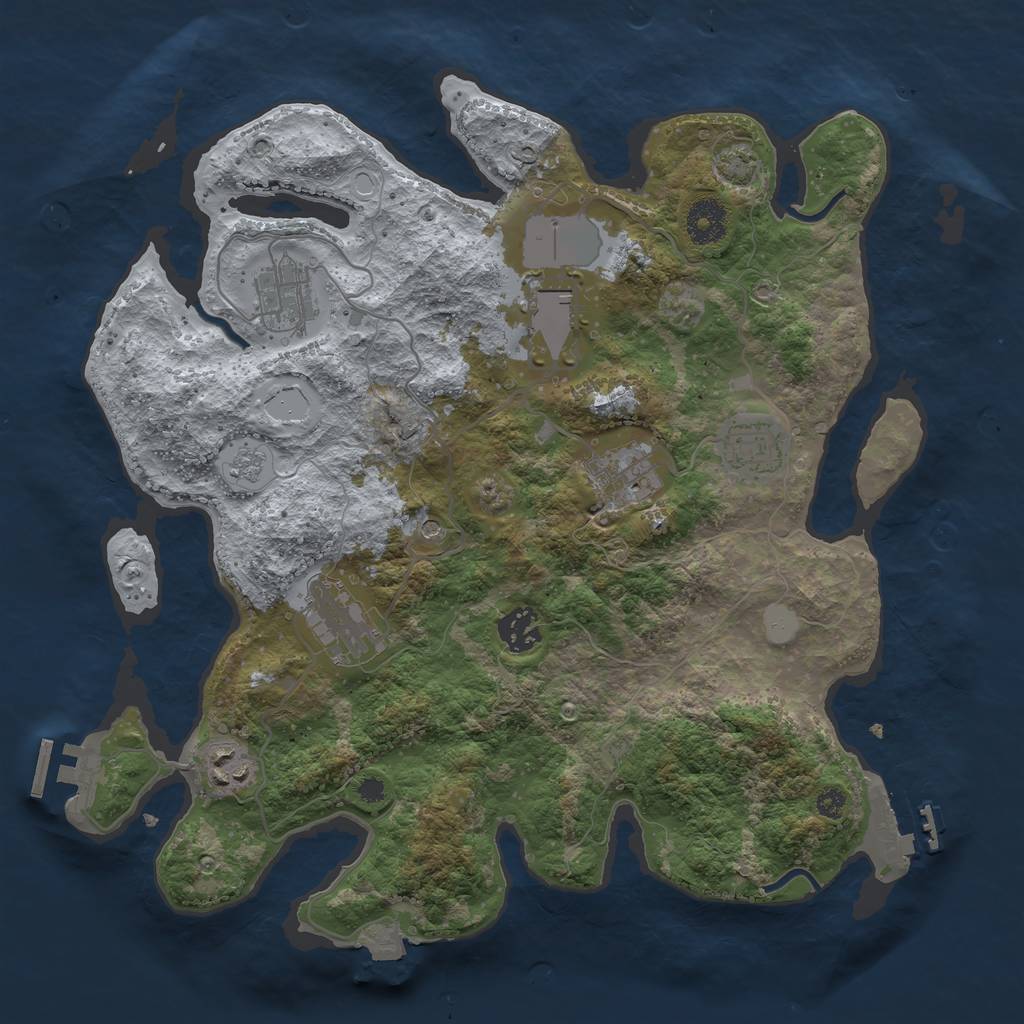 Rust Map: Procedural Map, Size: 3500, Seed: 44680187, 15 Monuments