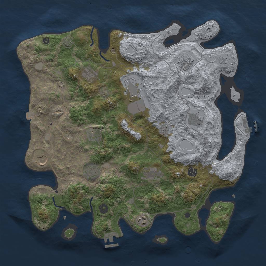 Rust Map: Procedural Map, Size: 4000, Seed: 1285894397, 19 Monuments