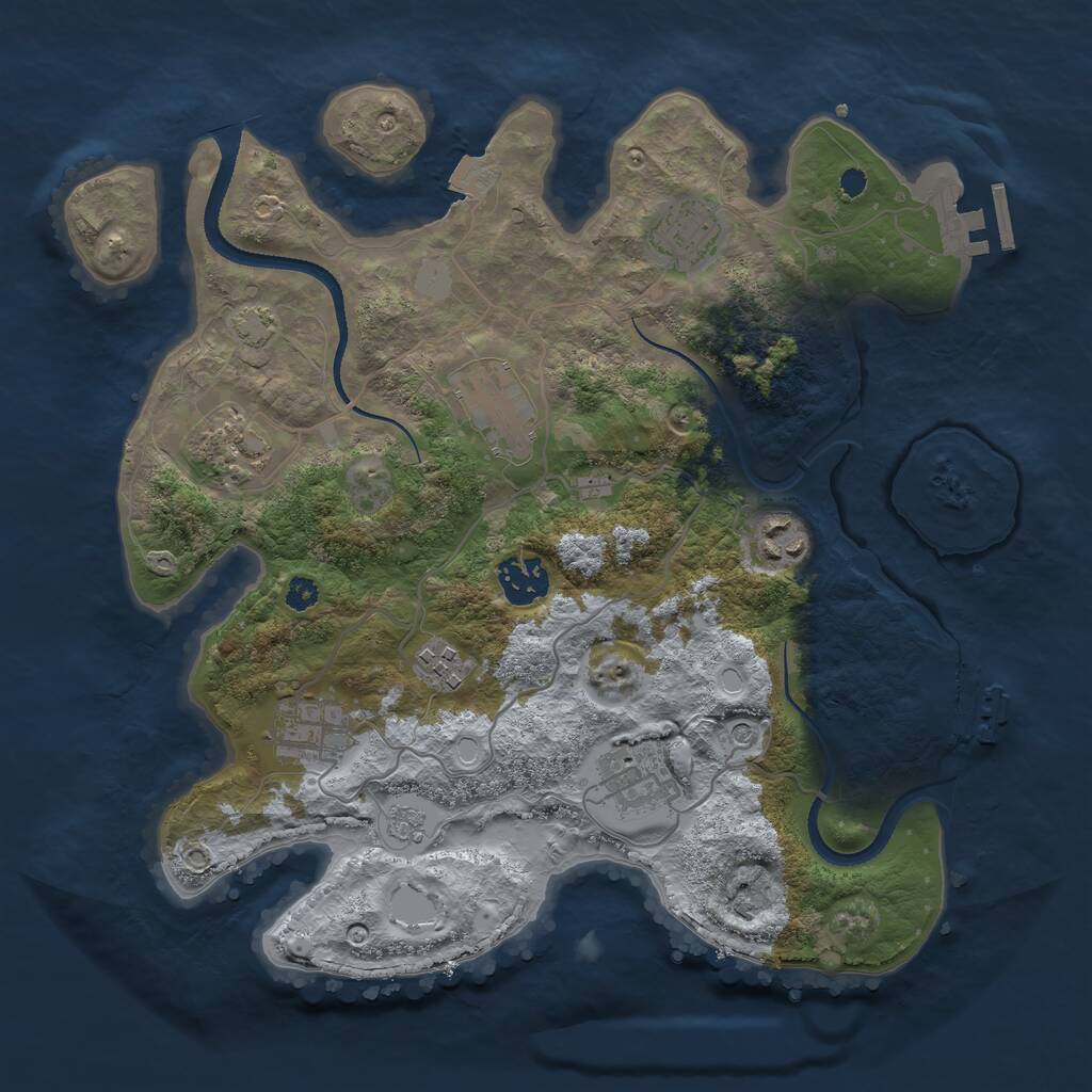Rust Map: Procedural Map, Size: 3300, Seed: 442972113, 14 Monuments