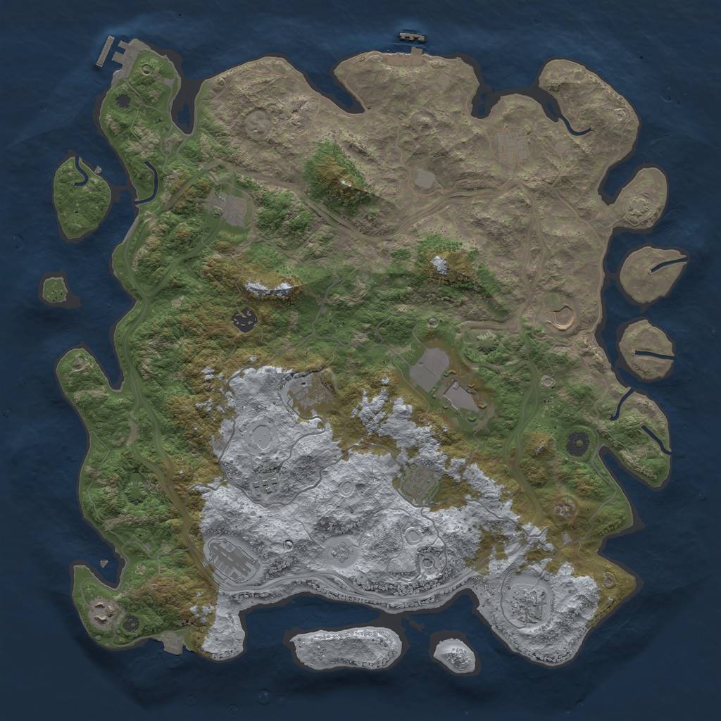Rust Map: Procedural Map, Size: 4500, Seed: 195524725, 19 Monuments