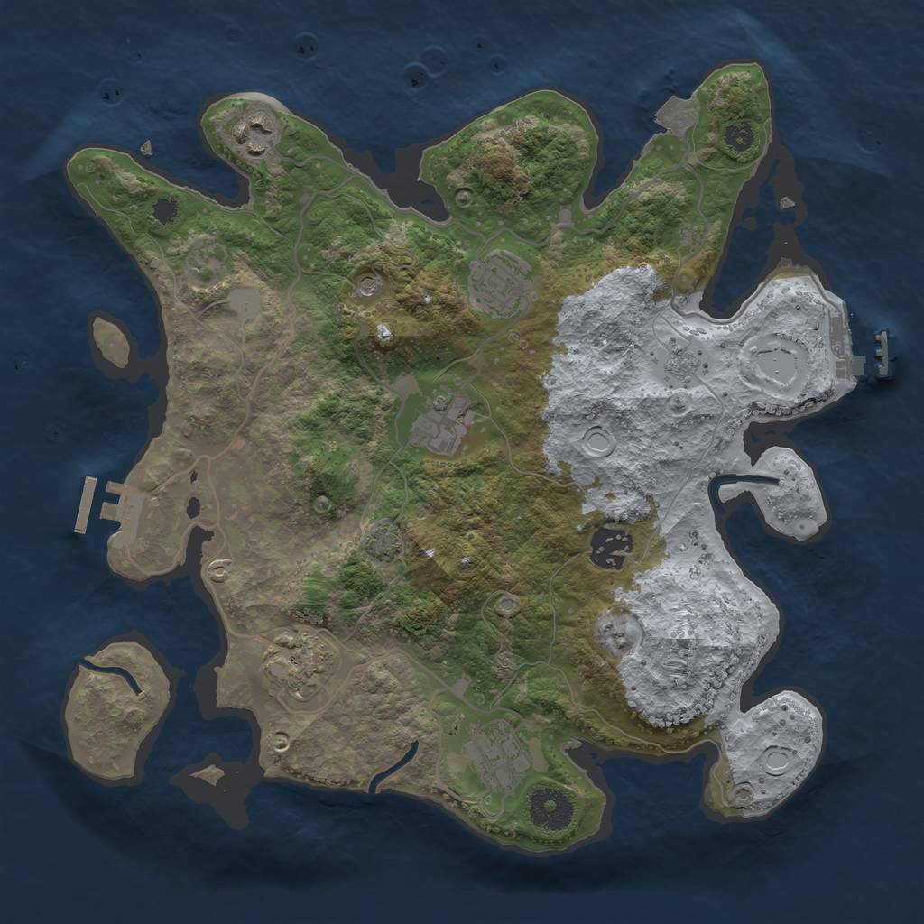 Rust Map: Procedural Map, Size: 3250, Seed: 136310096, 14 Monuments