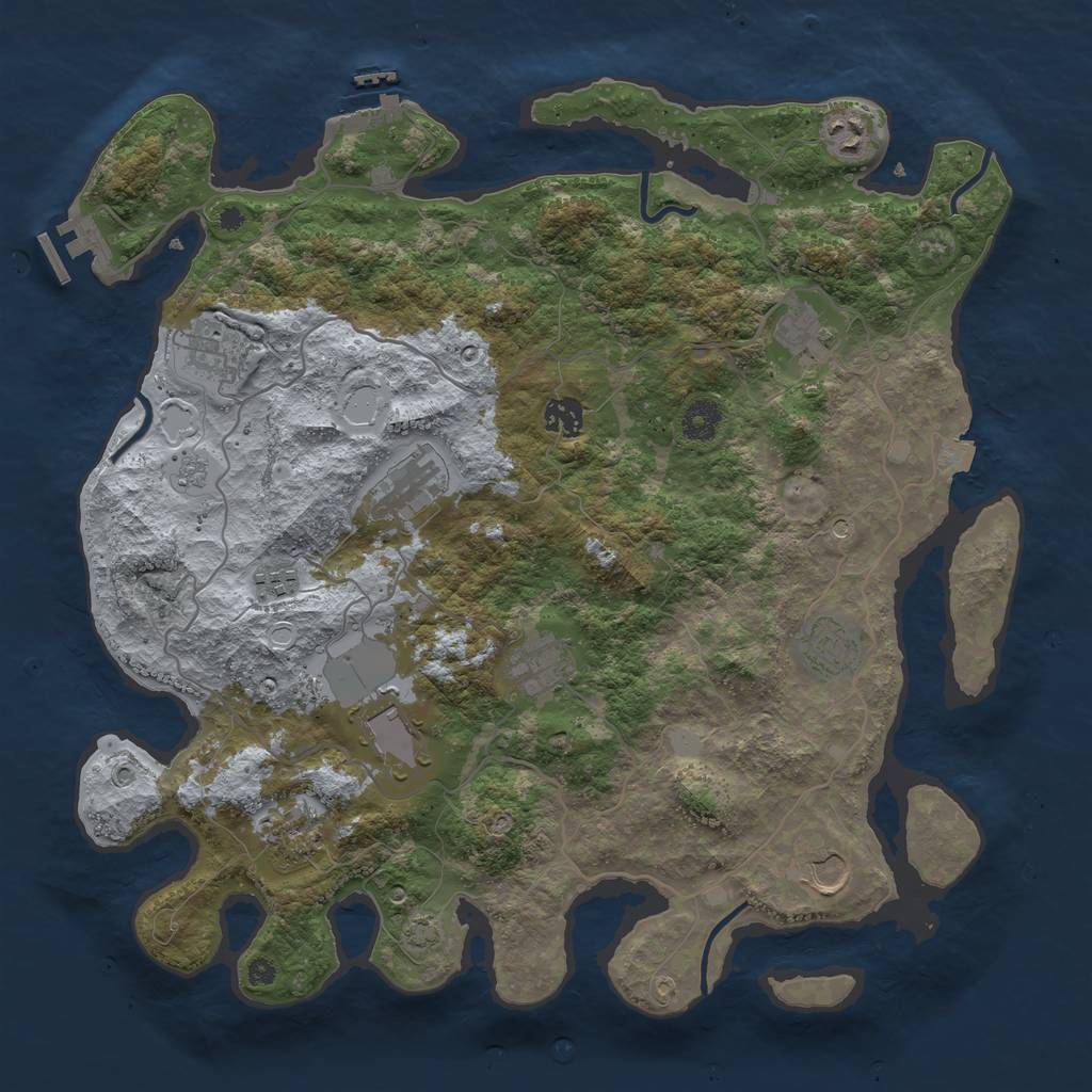 Rust Map: Procedural Map, Size: 4000, Seed: 848914775, 19 Monuments