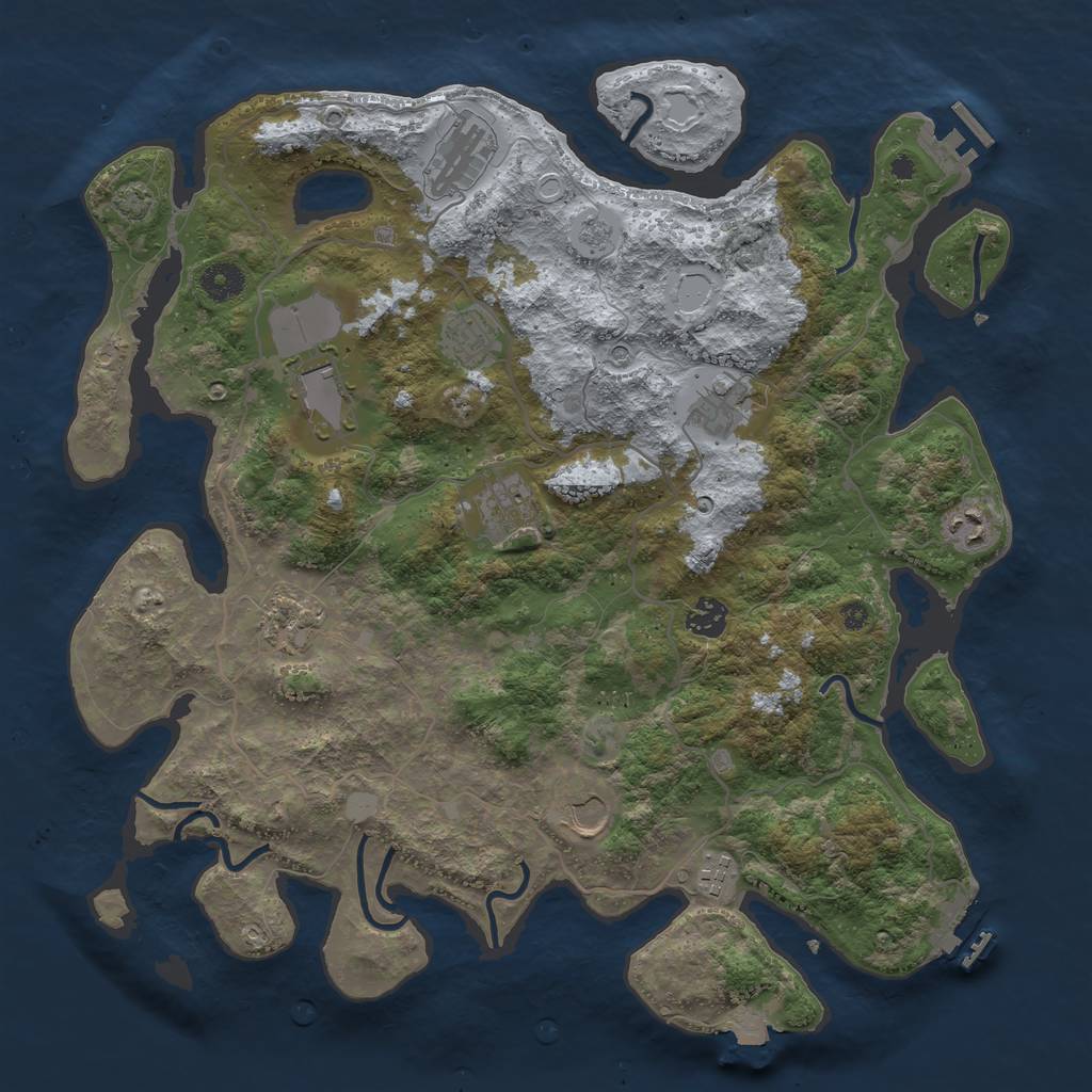 Rust Map: Procedural Map, Size: 4000, Seed: 1713479194, 18 Monuments