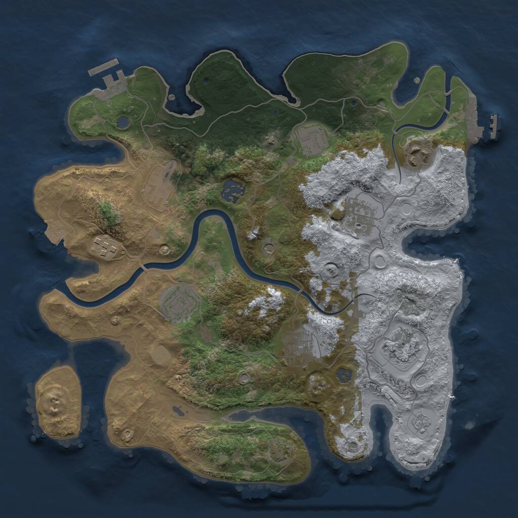 Rust Map: Procedural Map, Size: 3300, Seed: 1173608218, 16 Monuments
