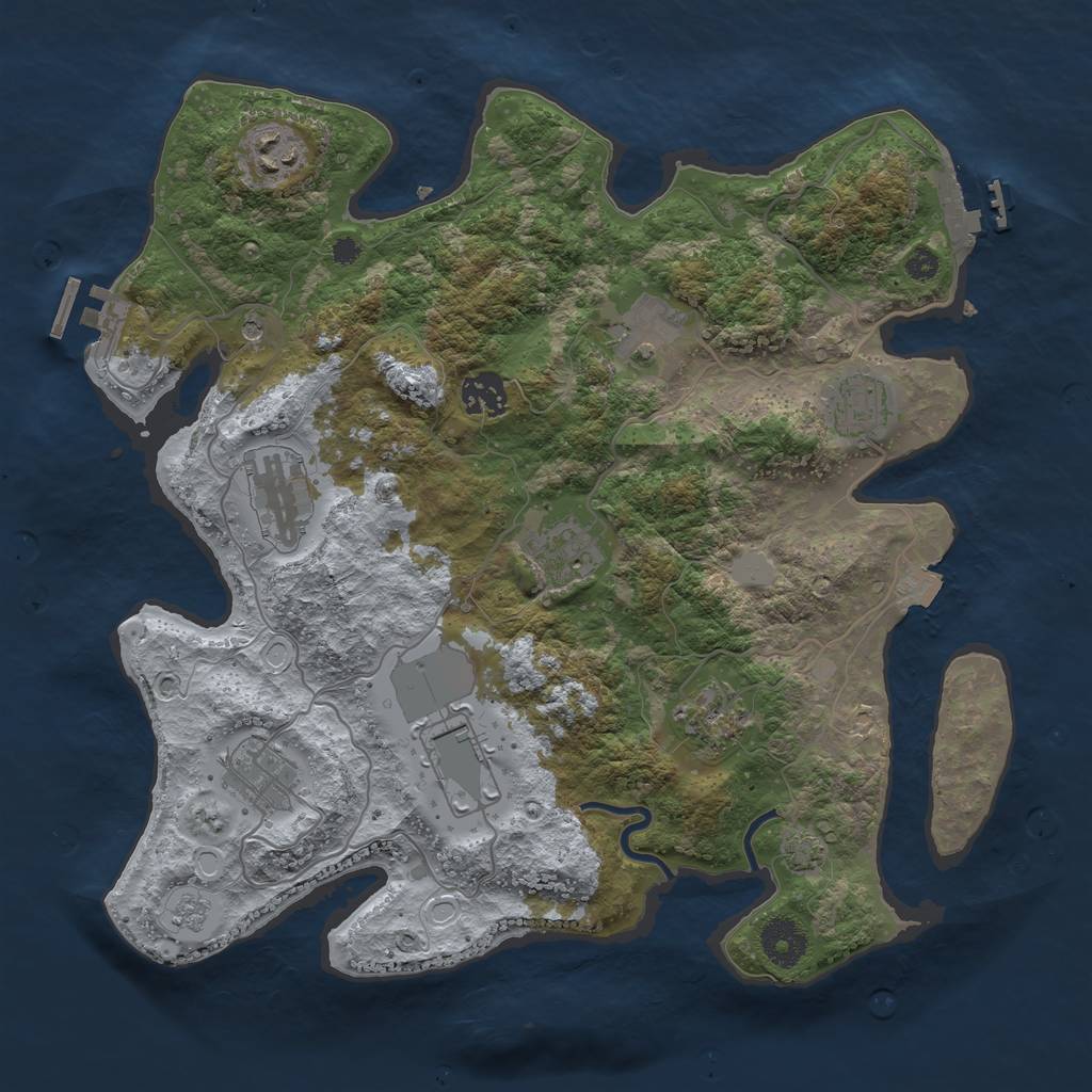 Rust Map: Procedural Map, Size: 3500, Seed: 1000073475, 17 Monuments