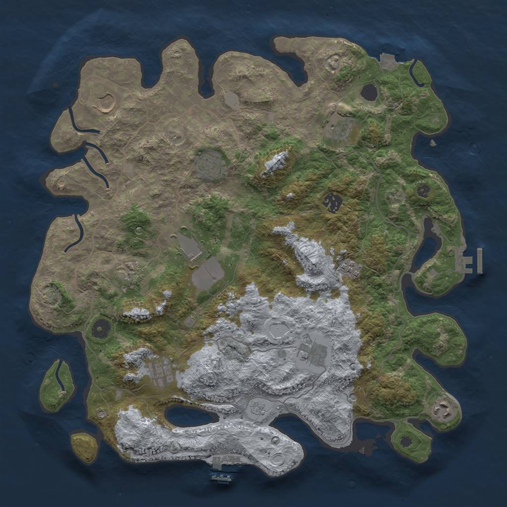 Rust Map: Procedural Map, Size: 4000, Seed: 361515, 18 Monuments