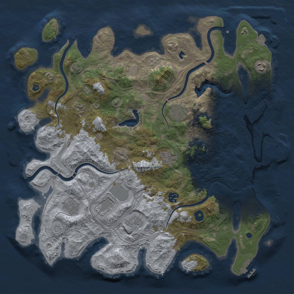 Rust Map: Procedural Map, Size: 4250, Seed: 654983456, 15 Monuments