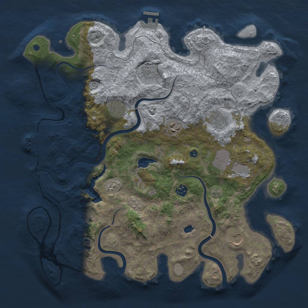 Rust Map: Procedural Map, Size: 4000, Seed: 1425768529, 14 Monuments