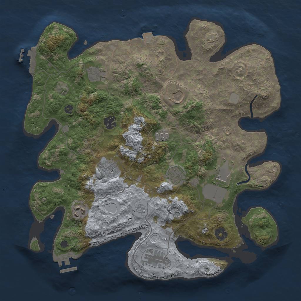 Rust Map: Procedural Map, Size: 3500, Seed: 1020793929, 17 Monuments