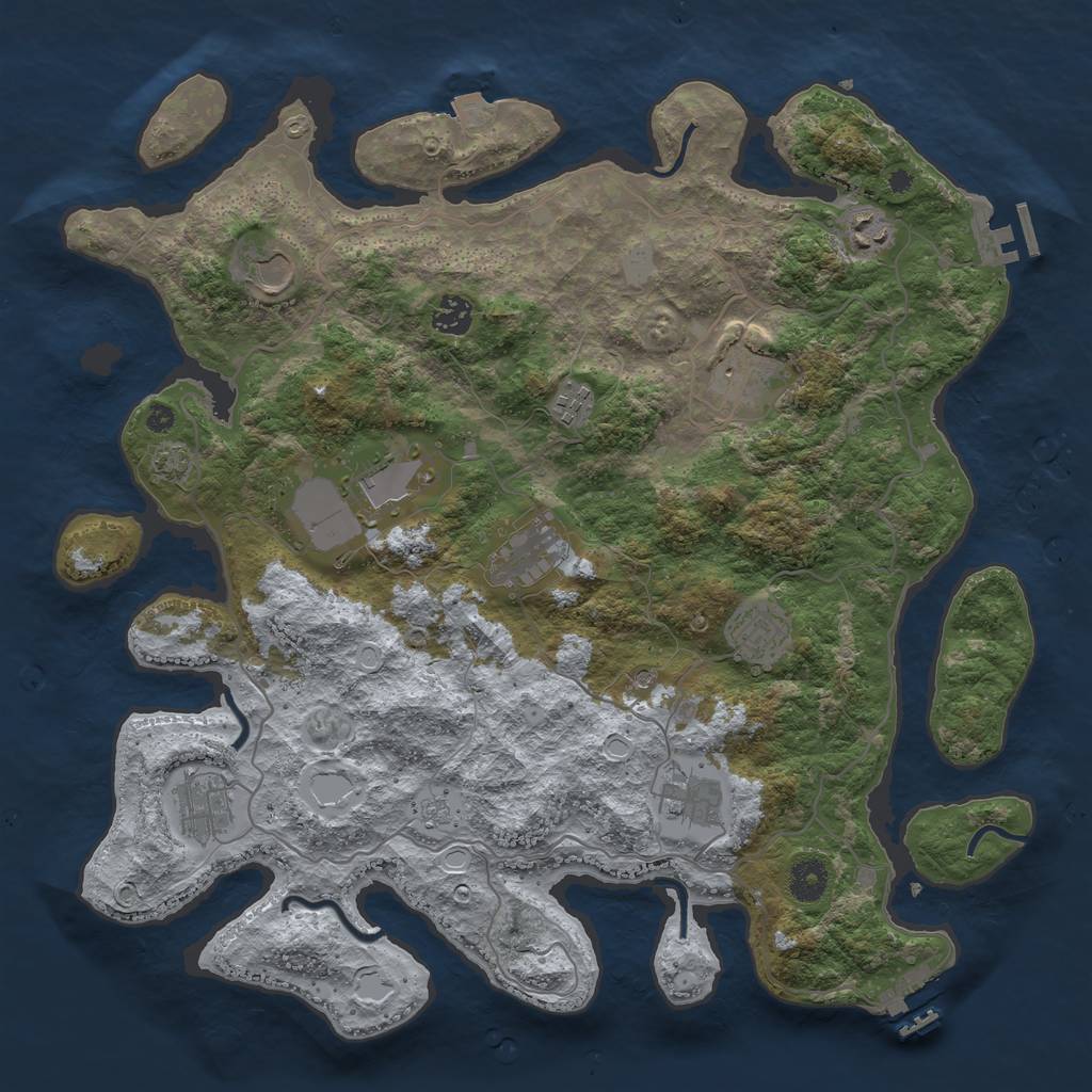 Rust Map: Procedural Map, Size: 4000, Seed: 94332, 18 Monuments