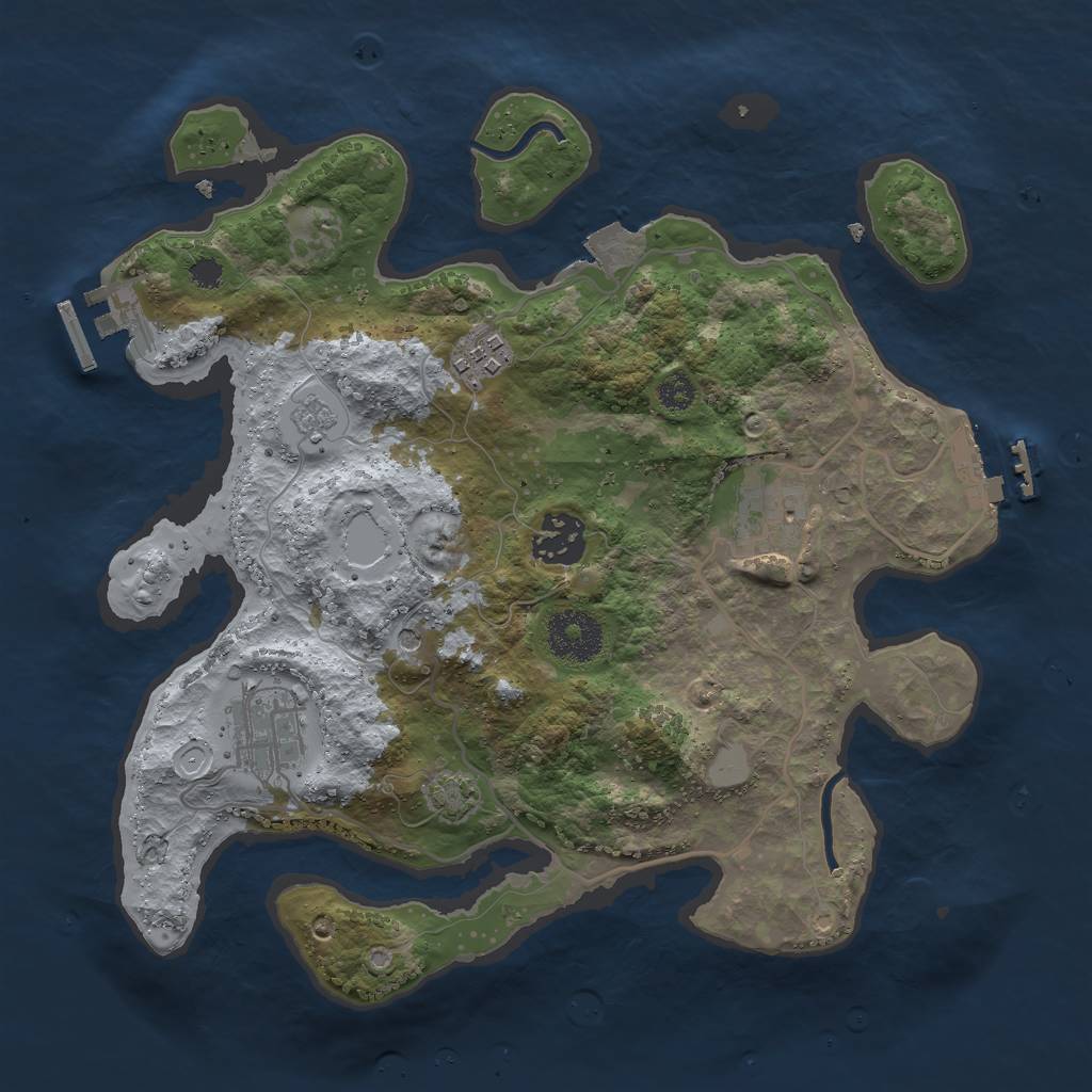 Rust Map: Procedural Map, Size: 3000, Seed: 1226252240, 12 Monuments