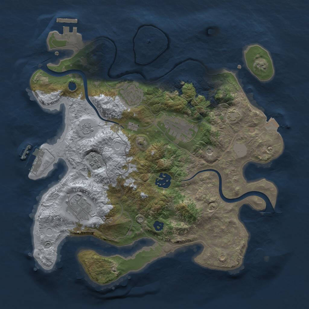 Rust Map: Procedural Map, Size: 3000, Seed: 1226252240, 11 Monuments