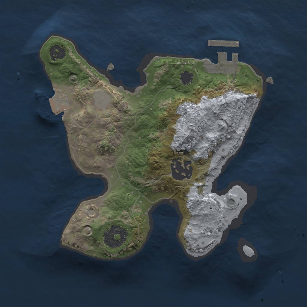 Rust Map: Procedural Map, Size: 2000, Seed: 1803482377, 5 Monuments