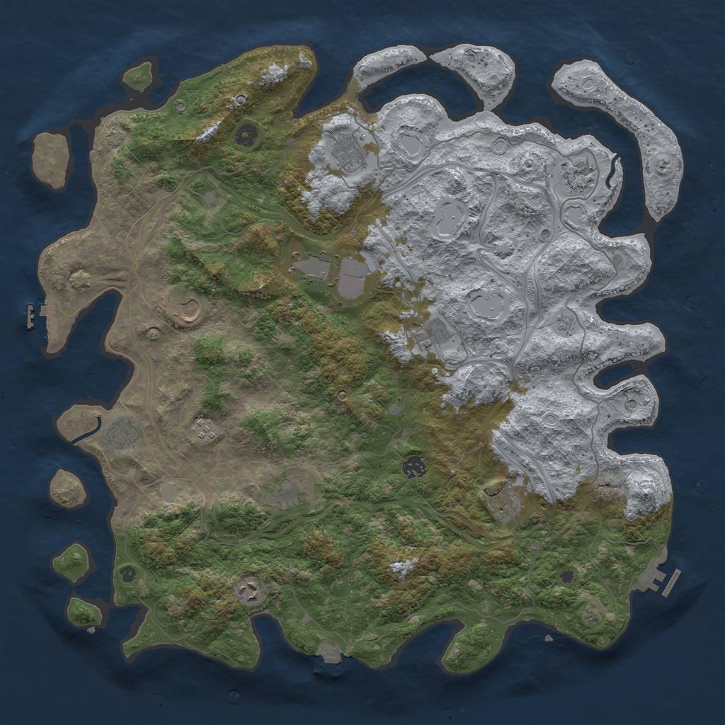 Rust Map: Procedural Map, Size: 4800, Seed: 123, 19 Monuments