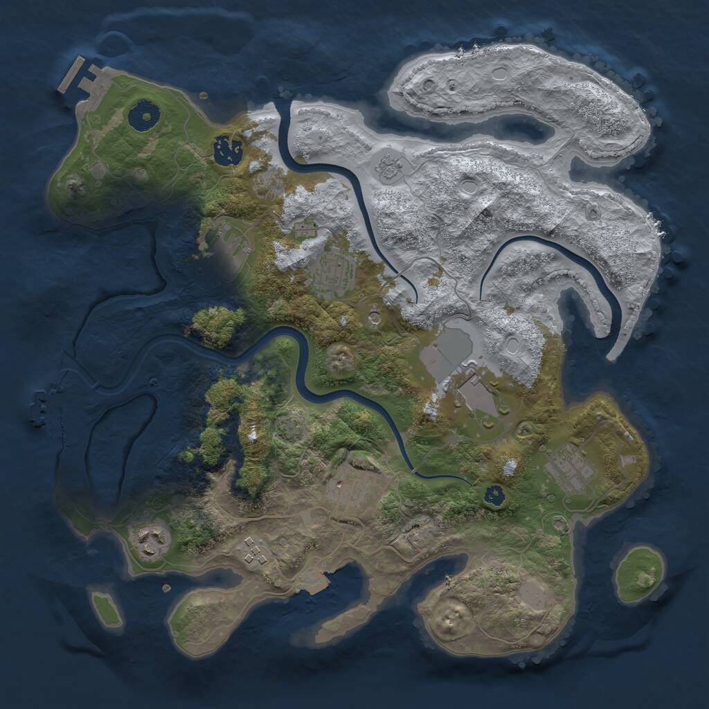 Rust Map: Procedural Map, Size: 3500, Seed: 256610555, 14 Monuments