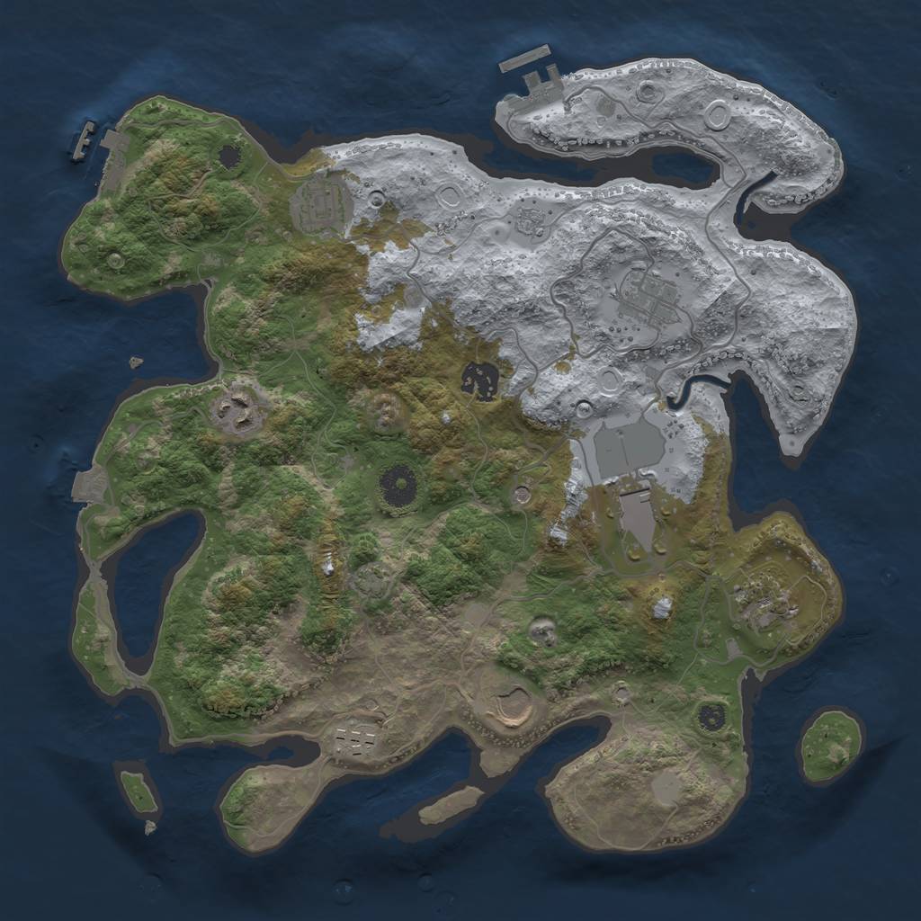 Rust Map: Procedural Map, Size: 3500, Seed: 256610555, 16 Monuments