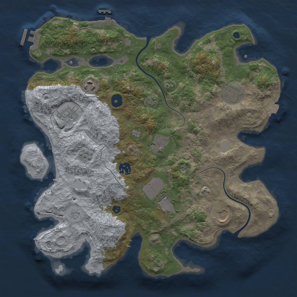 Rust Map: Procedural Map, Size: 3600, Seed: 379102551, 14 Monuments