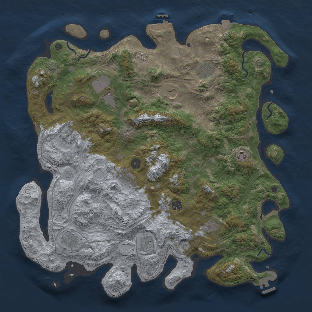 Rust Map: Procedural Map, Size: 4500, Seed: 1047940194, 19 Monuments