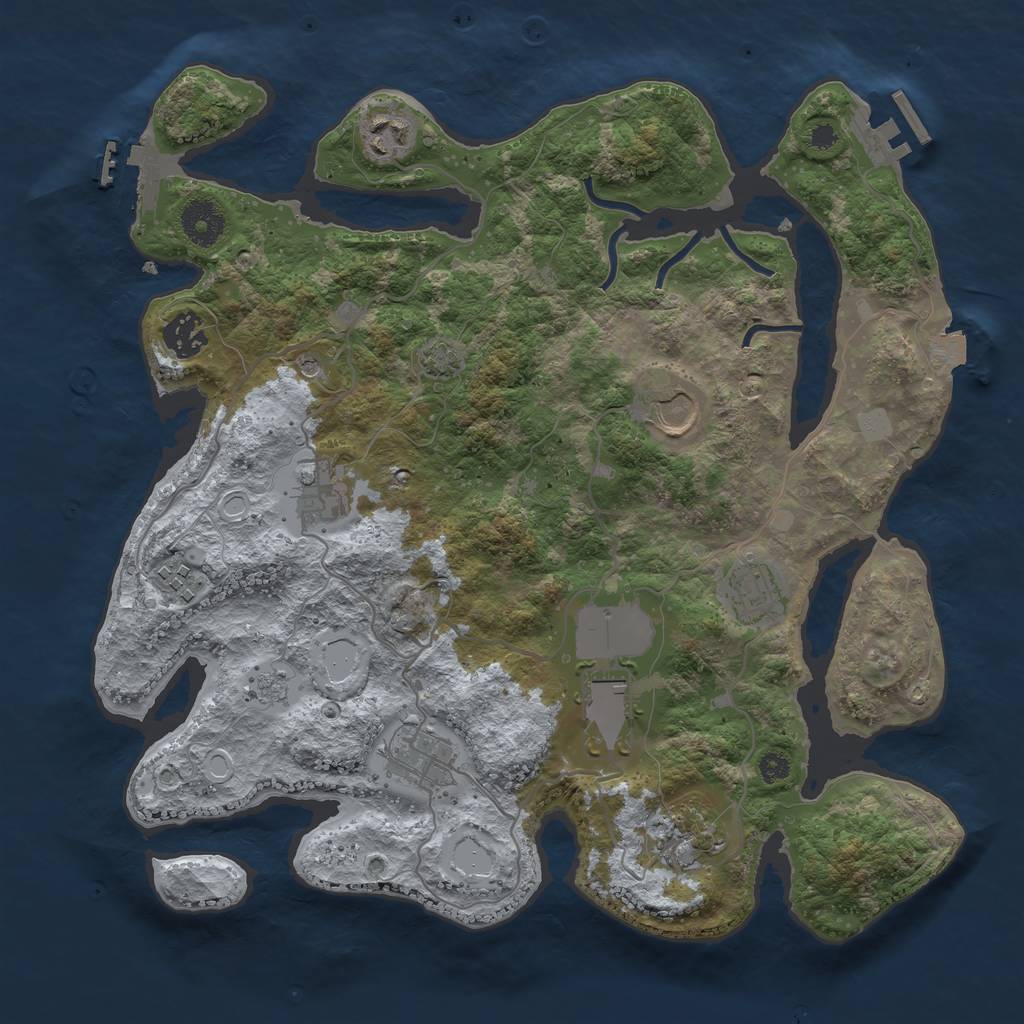 Rust Map: Procedural Map, Size: 3500, Seed: 1029160879, 17 Monuments