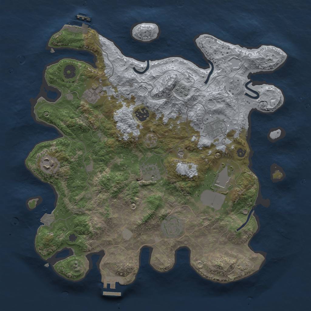 Rust Map: Procedural Map, Size: 3500, Seed: 769847684, 16 Monuments