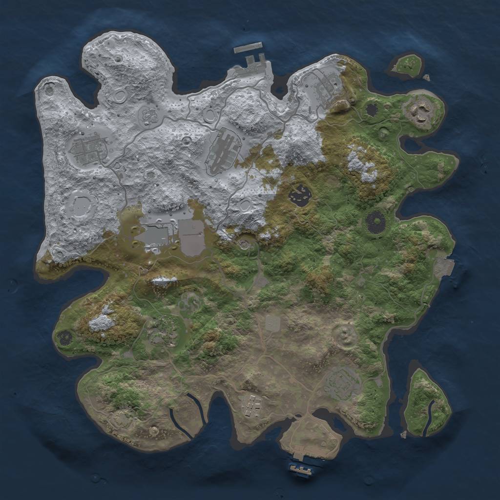 Rust Map: Procedural Map, Size: 3500, Seed: 422342650, 17 Monuments