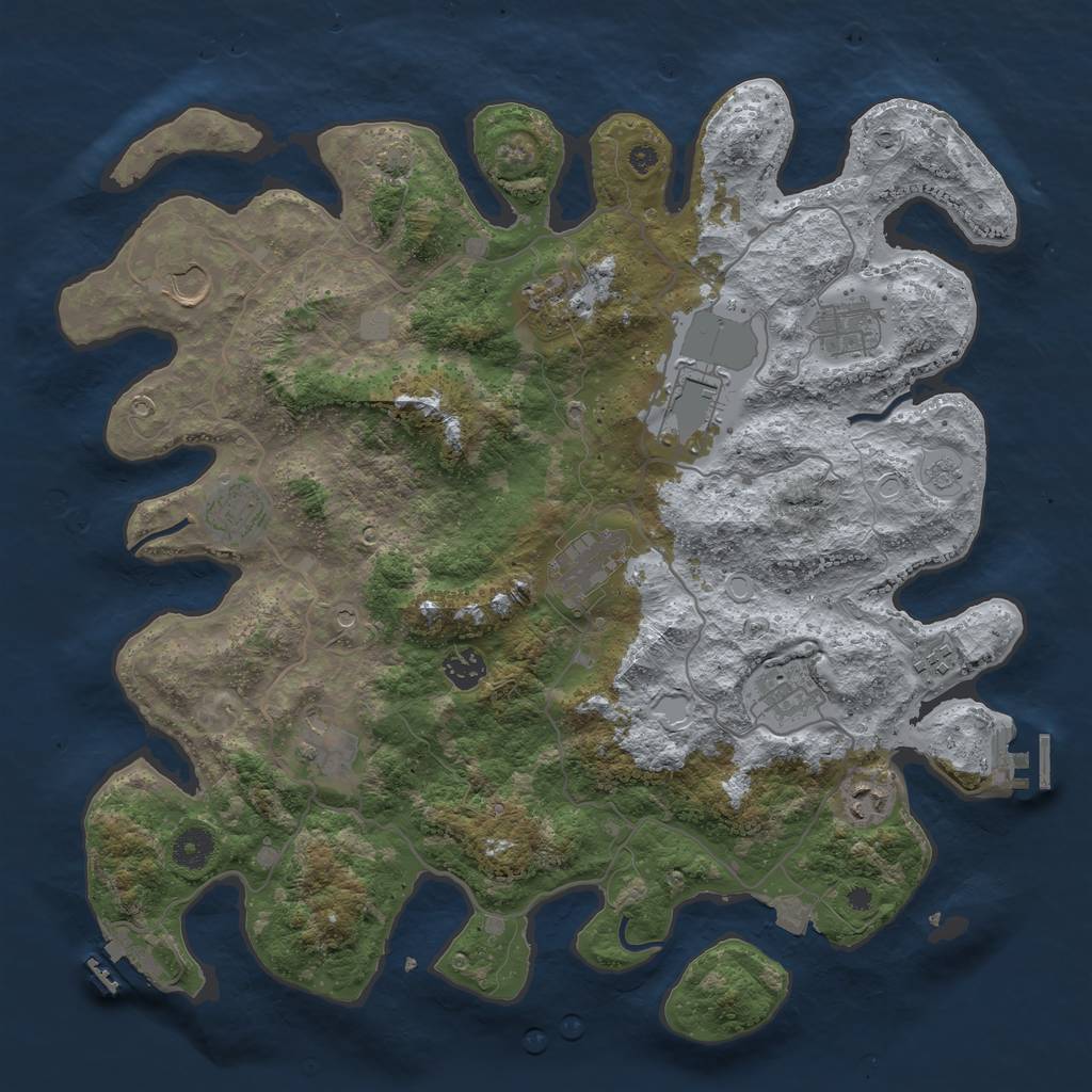 Rust Map: Procedural Map, Size: 4000, Seed: 1123544071, 19 Monuments