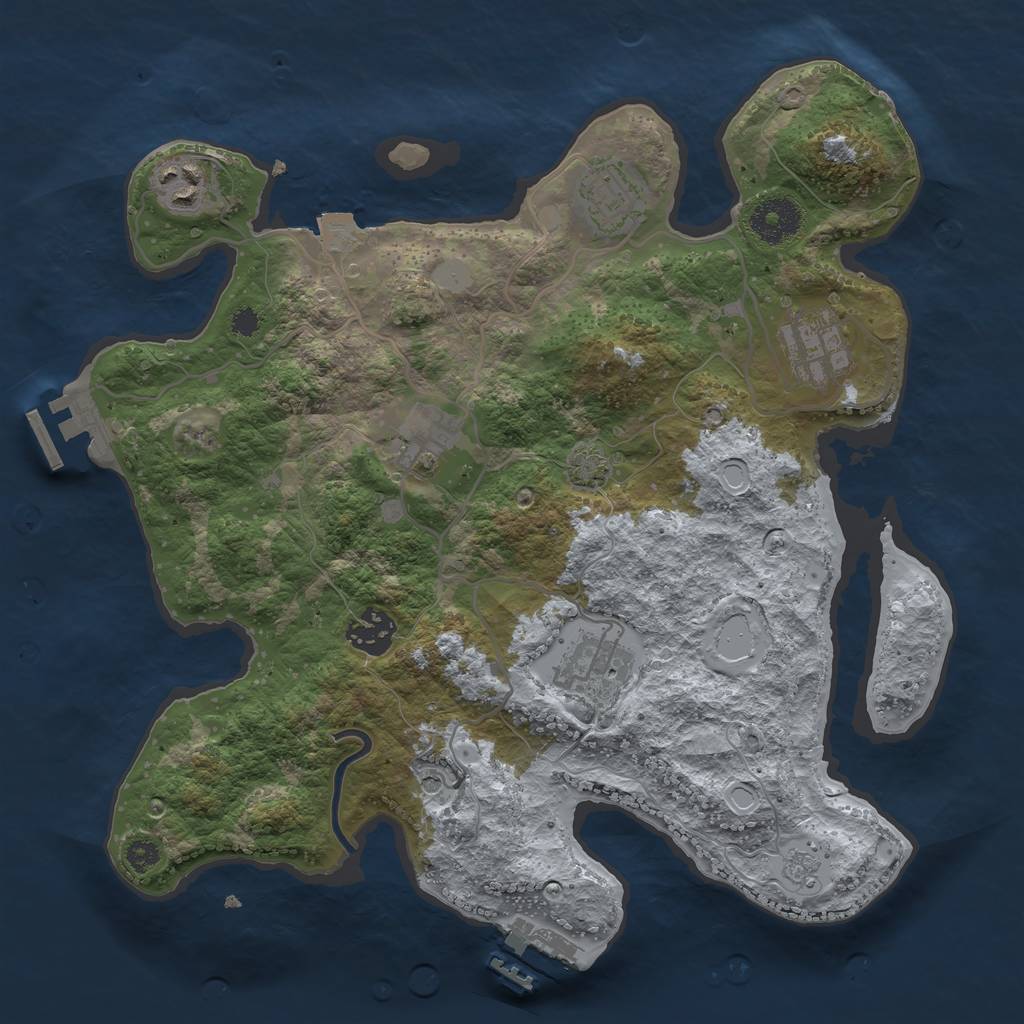 Rust Map: Procedural Map, Size: 3250, Seed: 358055072, 14 Monuments