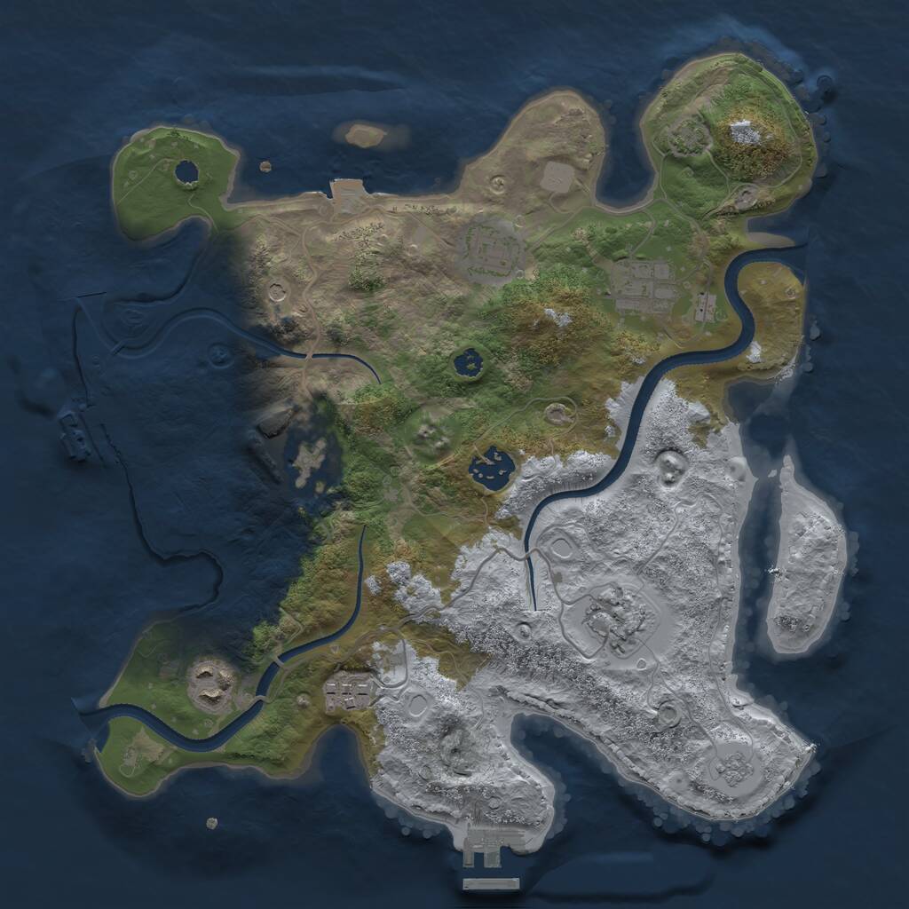 Rust Map: Procedural Map, Size: 3250, Seed: 358055072, 13 Monuments