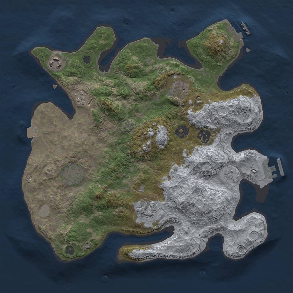 Rust Map: Procedural Map, Size: 3300, Seed: 2395135, 14 Monuments