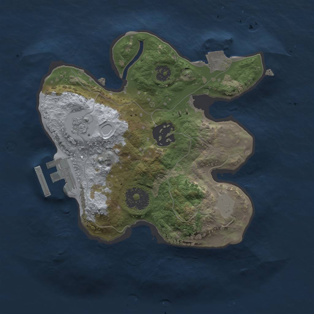 Rust Map: Procedural Map, Size: 2000, Seed: 1905863925, 6 Monuments