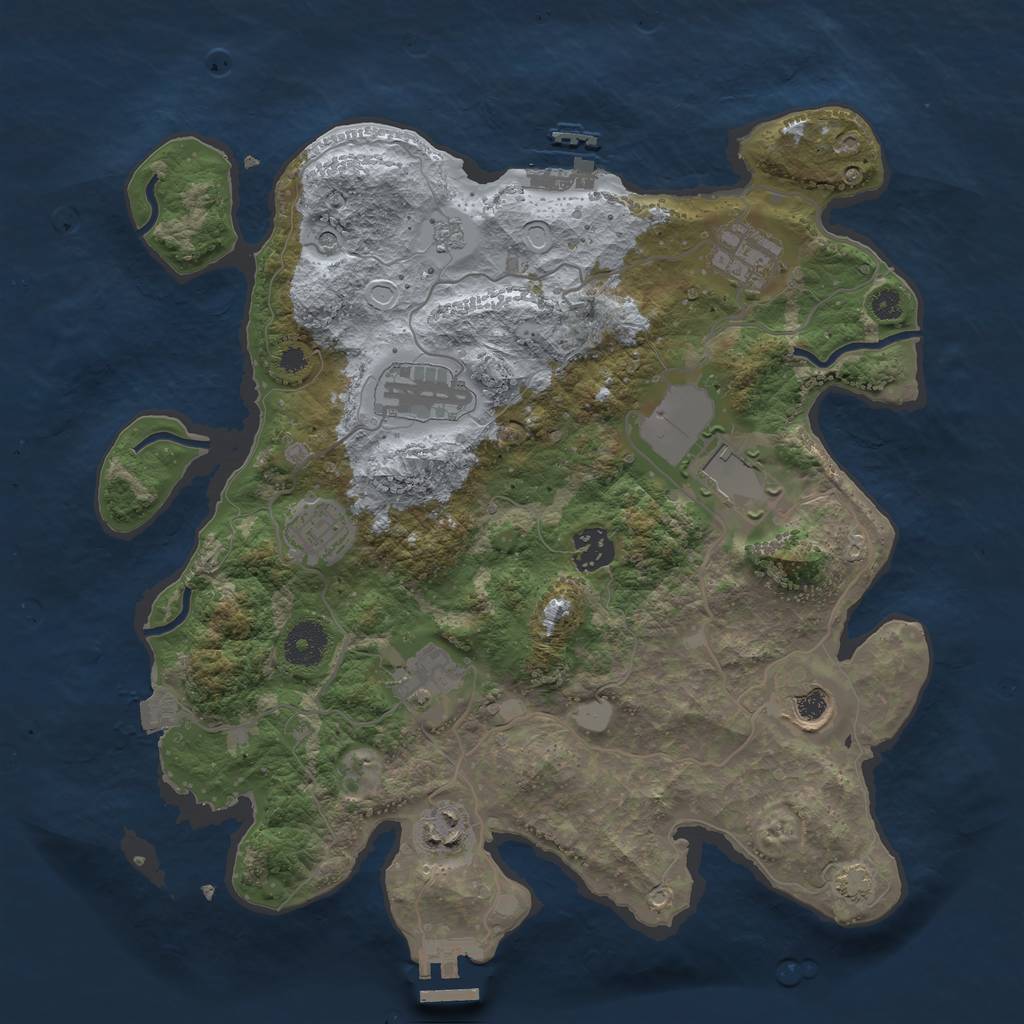 Rust Map: Procedural Map, Size: 3500, Seed: 1668745, 16 Monuments