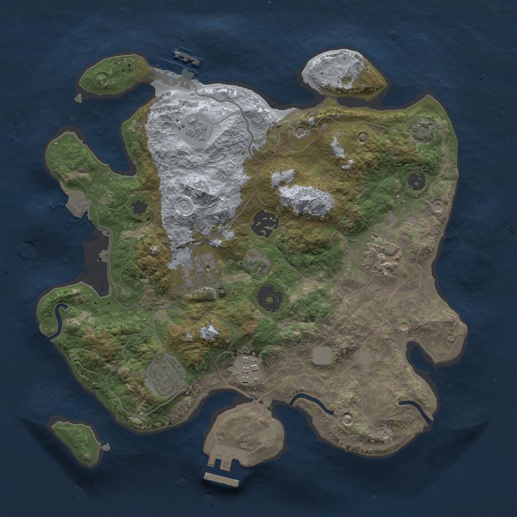 Rust Map: Procedural Map, Size: 3000, Seed: 4145141, 13 Monuments