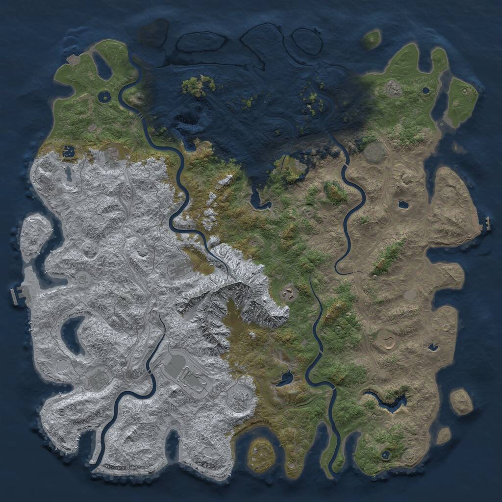 Rust Map: Procedural Map, Size: 6000, Seed: 1234556, 17 Monuments