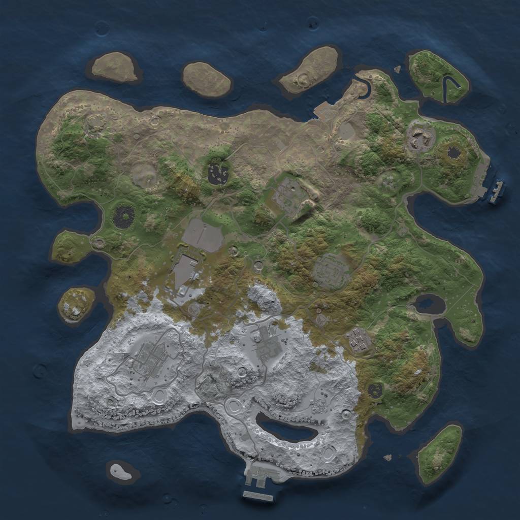 Rust Map: Procedural Map, Size: 3500, Seed: 7121323, 16 Monuments