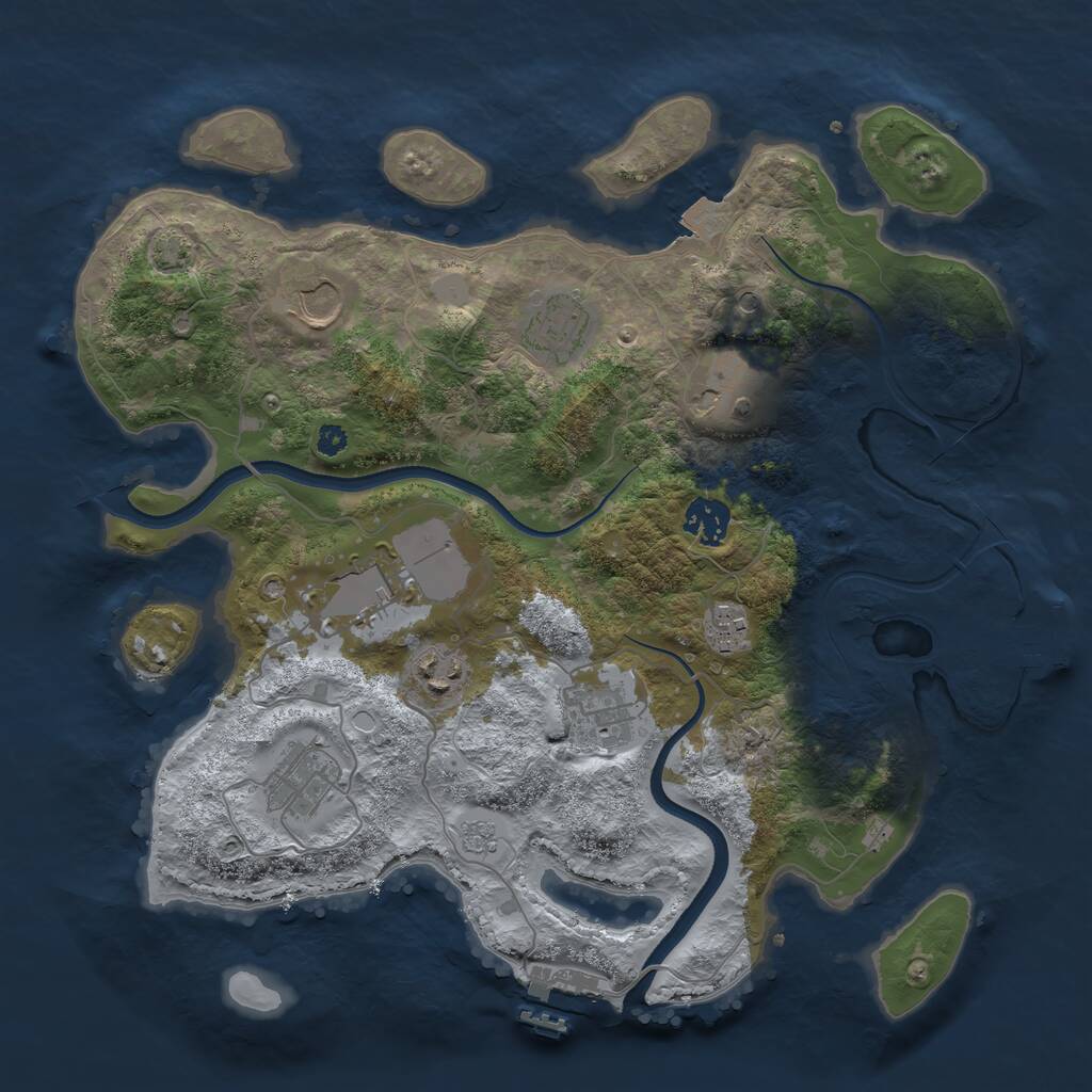 Rust Map: Procedural Map, Size: 3500, Seed: 7121323, 15 Monuments