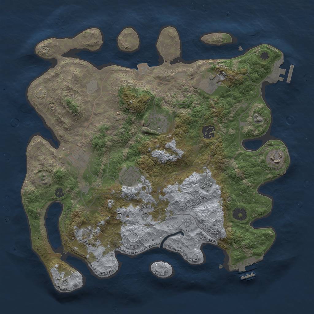 Rust Map: Procedural Map, Size: 3450, Seed: 6363422, 16 Monuments