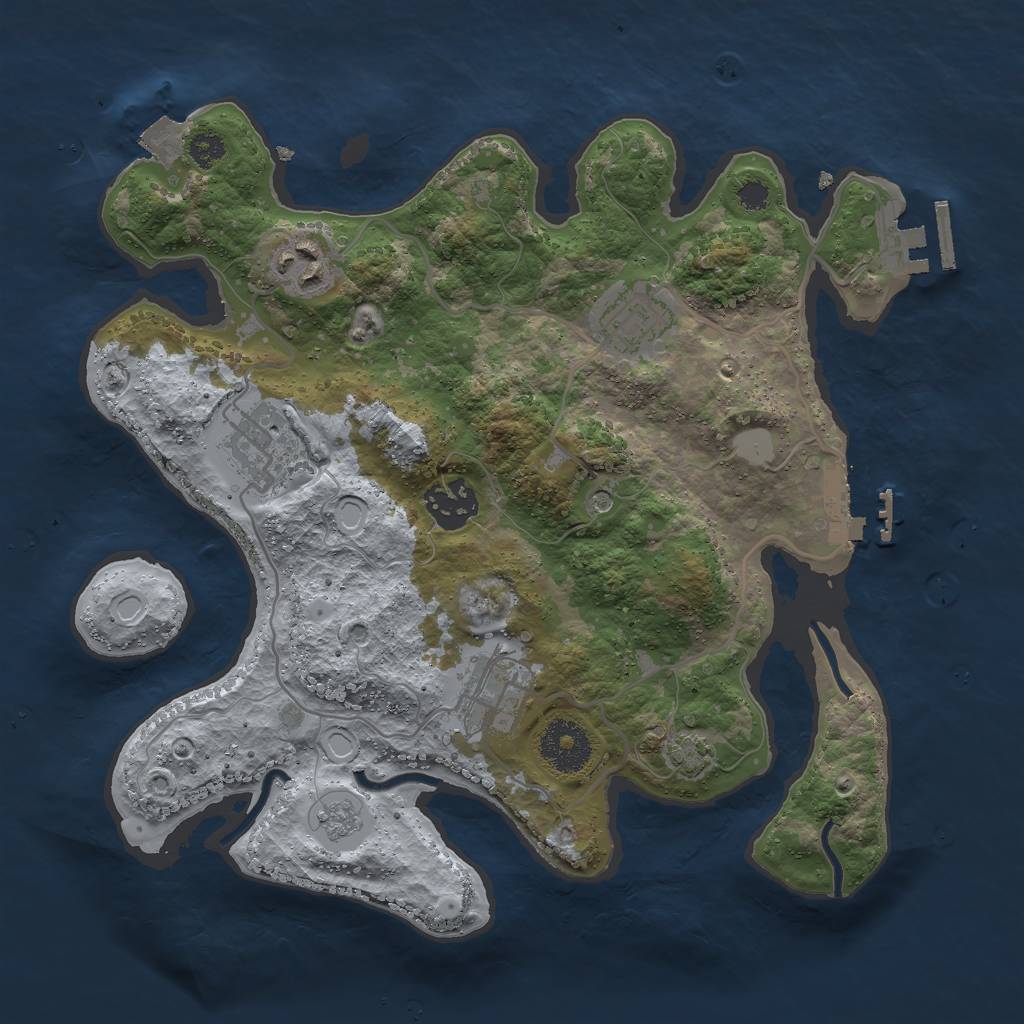 Rust Map: Procedural Map, Size: 3000, Seed: 663137564, 13 Monuments