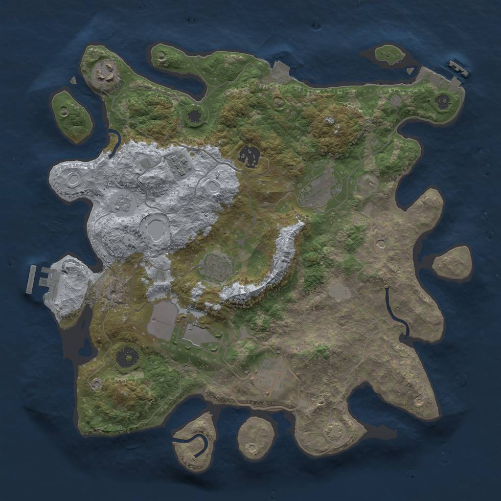 Rust Map: Procedural Map, Size: 3500, Seed: 1266645103, 15 Monuments