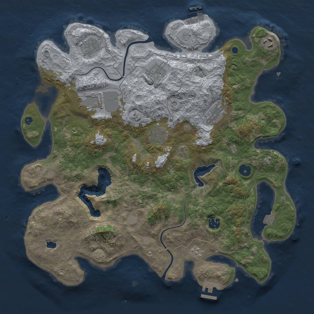 Rust Map: Procedural Map, Size: 4000, Seed: 615435549, 14 Monuments