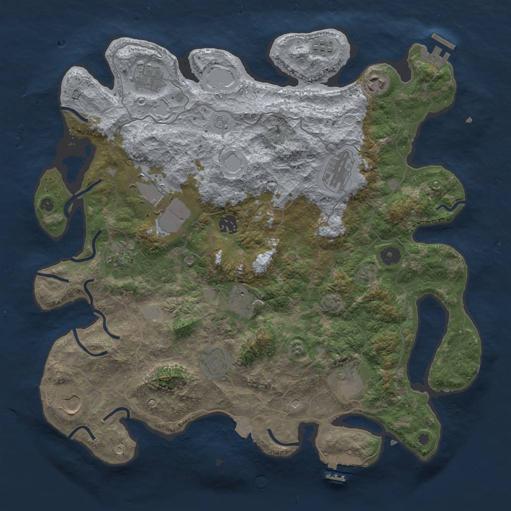 Rust Map: Procedural Map, Size: 4000, Seed: 615435549, 19 Monuments