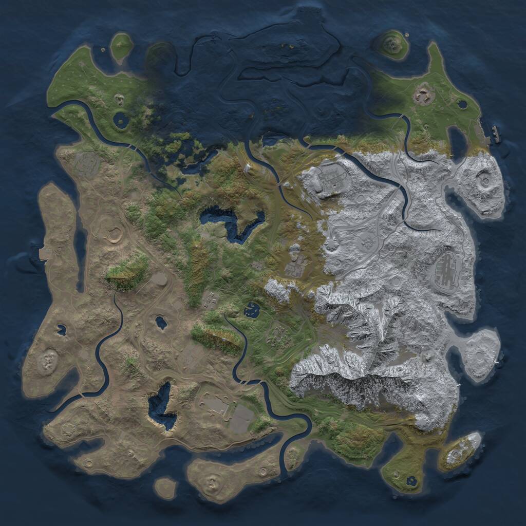 Rust Map: Procedural Map, Size: 5000, Seed: 712365, 17 Monuments
