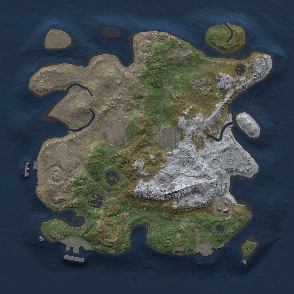 Rust Map: Procedural Map, Size: 3000, Seed: 5437268, 13 Monuments