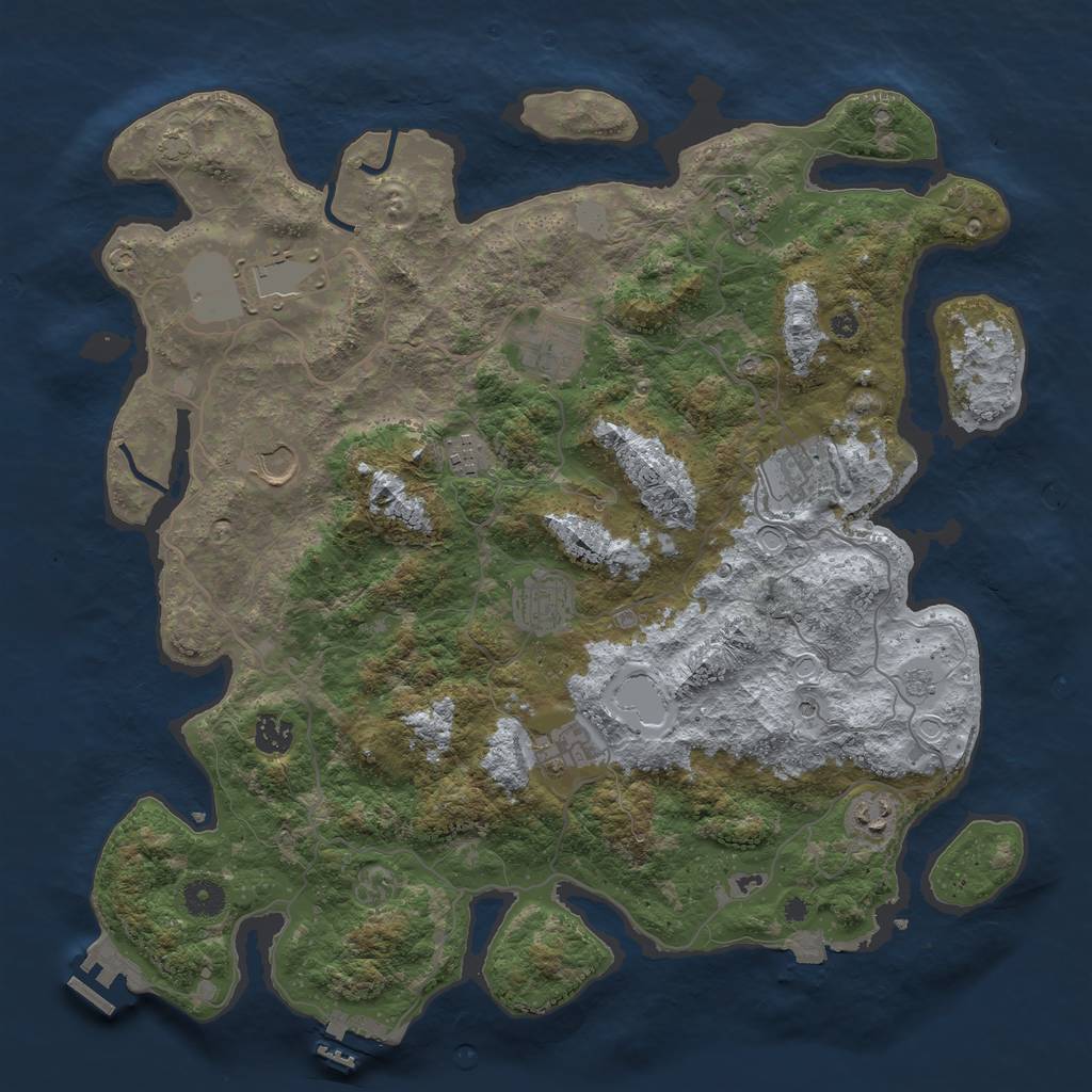 Rust Map: Procedural Map, Size: 4120, Seed: 44287, 18 Monuments