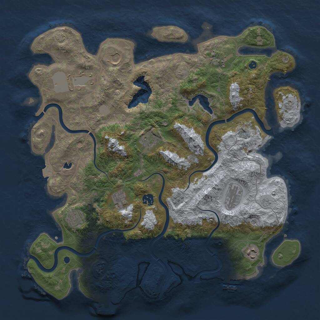 Rust Map: Procedural Map, Size: 4120, Seed: 44287, 16 Monuments